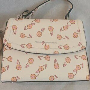 French Connection Clover Pebble Crossbody Bag in Cream Print
